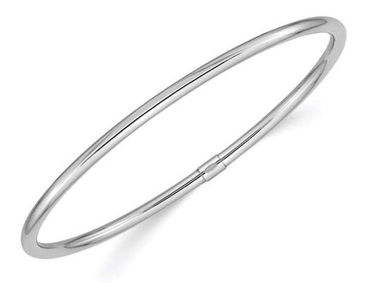 Polished Slip On Bangle in 14K White Gold (3.00 mm)