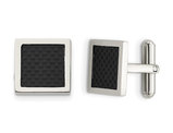 Men's Black Carbon Fiber Cuff Links in Stainless Steel