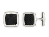 Men's Black Carbon Fiber Cuff Links in Stainless Steel