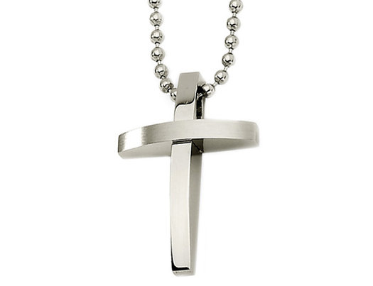 Men's Stainless Steel Cross Pendant Necklace with Chain