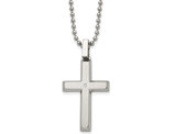 Men's Cross Pendant Necklace in Stainless Steel with Diamond Accent and Chain