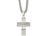 Men's Stainless Steel  Cross Pendant Necklace with Chain (24 INches)