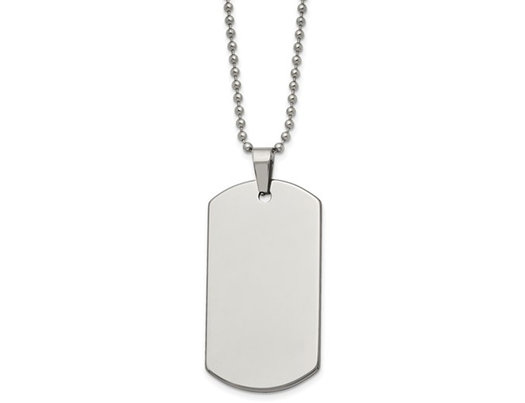 Men's Dog Tag Pendant Necklace in Tungsten with Chain