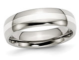 Men's Chisel 6mm Stainless Steel Comfort Fit Wedding Band Ring with Silver Inlay