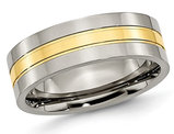 Men's Chisel 7mm Comfort Fit Titanium Polished Wedding Band Ring with Yellow Plating