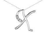 Diamond Initial 'X' Pendant Necklace in 10K White Gold with Chain