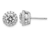 Synthetic Cubic Zirconia Halo Post Earrings in Sterling Silver