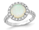 Lab-Created Opal Ring in Sterling Silver with Cubic Zirconia