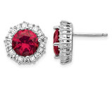 Lab-Created Ruby Earrings with Synthetic Cubic Zirconia (CZ) in Sterling Silver