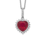 4.75 Carat (ctw) Lab-Created Ruby Heart Pendant Necklace in Sterling Silver with Chain
