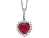 4.75 Carat (ctw) Lab-Created Ruby Heart Pendant Necklace in Sterling Silver with Chain
