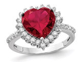 Lab Created 3.50 Carat (ctw) Ruby Heart Ring in Sterling Silver