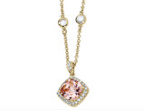 Cheryl M. Simulated Cubic Zirconia Pendant Necklace in Sterling Silver with Gold Plating with Chain