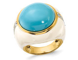 Sterling Silver with Gold Plating Cocktail Ring with Synthetic Turquoise