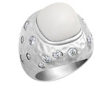 Cheryl M. Created Agate Cocktail Ring with Cubic Zirconia (CZ) in Sterling Silver