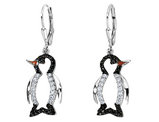 Cubic Zirconia (CZ) Penguin Earrings in Sterling Silver