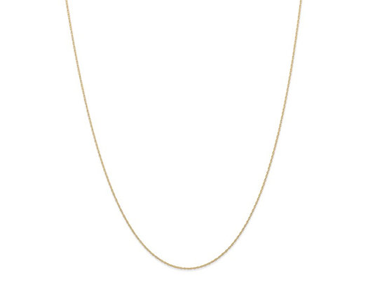 18 inch 6R Cable Rope Chain in 14 Karat Yellow Gold .6mm