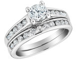 1.00 Carat (ctw H-I-J, I2-I3) Diamond Engagement Ring and Wedding Band Set in 10K White Gold