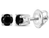 1/4 Carat (ctw I2-I3) Black Diamond Solitaire Stud Earrings in 10K White Gold