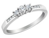 Diamond Engagement Ring and Three Stone Anniversary Ring 1/4 Carat (ctw H-I , I1-I2) in 14K White Gold