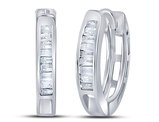 1/7 Carat (ctw J-K, I2-I3) Diamond Baguette Hoop Earrings in Sterling Silver