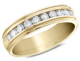 1/4 Carat (ctw SI2-I1, H-I) Men's Diamond Wedding Band Ring in 14K Yellow Gold