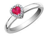 1/2 Carat (ctw) Lab-Created Ruby Heart Ring in Sterling Silver