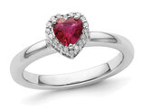 2/3 Carat (ctw) Lab-Created Ruby Heart Ring in Sterling Silver