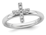 1/10 Carat (ctw) Diamond Cross Ring in Sterling Silver