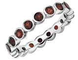 1.60 Carat (ctw) Natural Red Garnet Eternity Ring Band in Sterling Silver