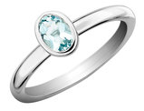 2/5 Carat (ctw) Solitaire Oval Aquamarine Ring in Sterling Silver