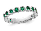 1.00 Carat (ctw) Lab-Created Emerald Band Ring in Sterling Silver