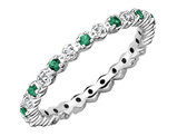 1/5 Carat (ctw) Lab-Created Emerald Eternity Band Ring in Sterling Silver
