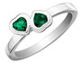 Created Emerald Double Heart Ring 1/2 Carat (ctw) in Sterling Silver