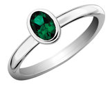 Lab-Created Emerald Ring 2/5 Carat (ctw) in Sterling Silver