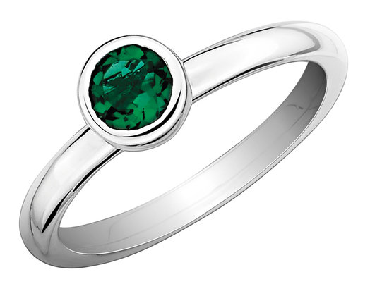 Lab-Created Emerald Ring 2/5 Carat (ctw) in Sterling Silver