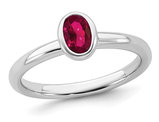 1/2 Carat (ctw) Lab-Created Ruby Ring in Sterling Silver