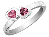 Pink Tourmaline Double Heart Ring 2/5 Carat (ctw) in Sterling Silver