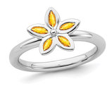 1/3 Carat (ctw) Citrine Flower Ring  in Sterling Silver