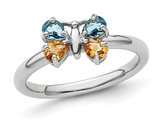 Citrine & Blue Topaz Butterfly Ring 1/2 Carat (ctw) in Sterling Silver