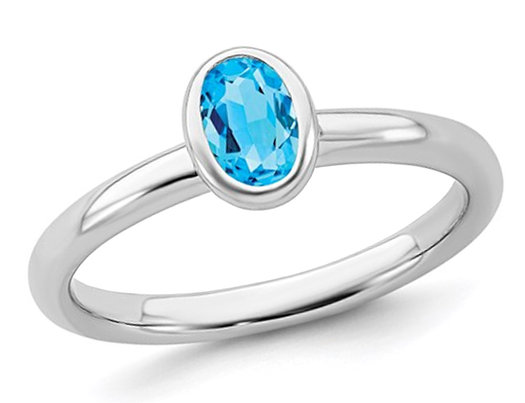 Blue Topaz Ring 2/5 Carat (ctw) in Sterling Silver