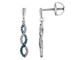 White and Blue Diamond Infinity Earrings 1/7 Carat (ctw) in 10K White Gold
