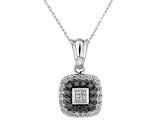 1/2 Carat (ctw) White and Black Diamond Pendant Necklace in 14K White Gold with Chain