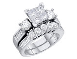 4/5 Carat (ctw H-I, I2-I3) Princess Cut Diamond Engagement Ring & Wedding Band Set in 10K White Gold