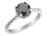 1.50 Carat (ctw H-I, I1-I2) Black Diamond Solitaire Engagement Ring in 14K White Gold