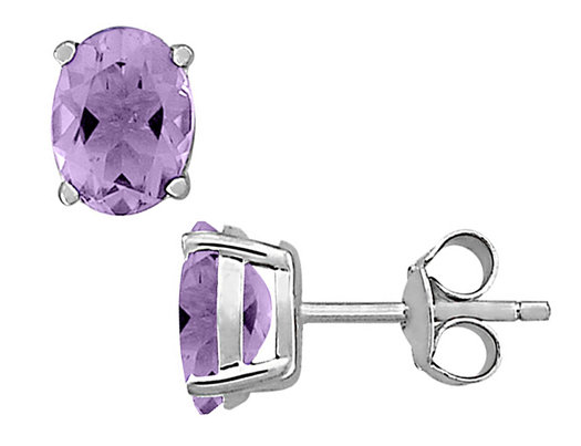 Purple Amethyst Earrings 1.20 Carat (ctw) in Sterling Silver