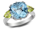 3.90 Carats (ctw) Blue Topaz & Green Peridot Ring in Sterling Silver