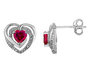 Created Ruby Heart Earrings in Sterling Silver