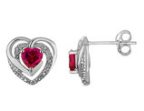 3/5 Carat (ctw) Lab Created Ruby Heart Earrings in Sterling Silver
