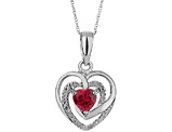 1/3 Carat (ctw) Lab-Created Ruby Pendant Necklace in Sterling Silver with Chain